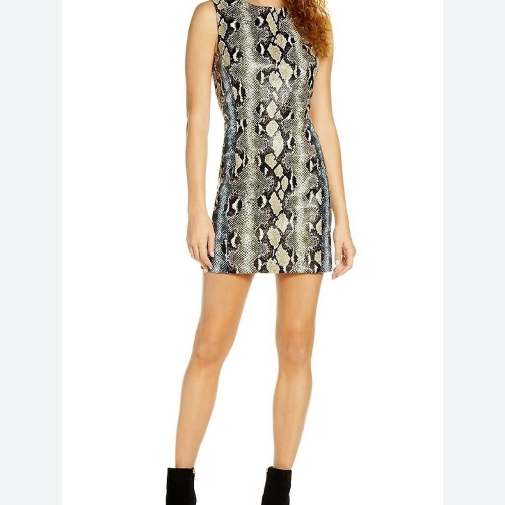 NWOT French Connection Faux Leather Snakeskin Print Dress Size 0